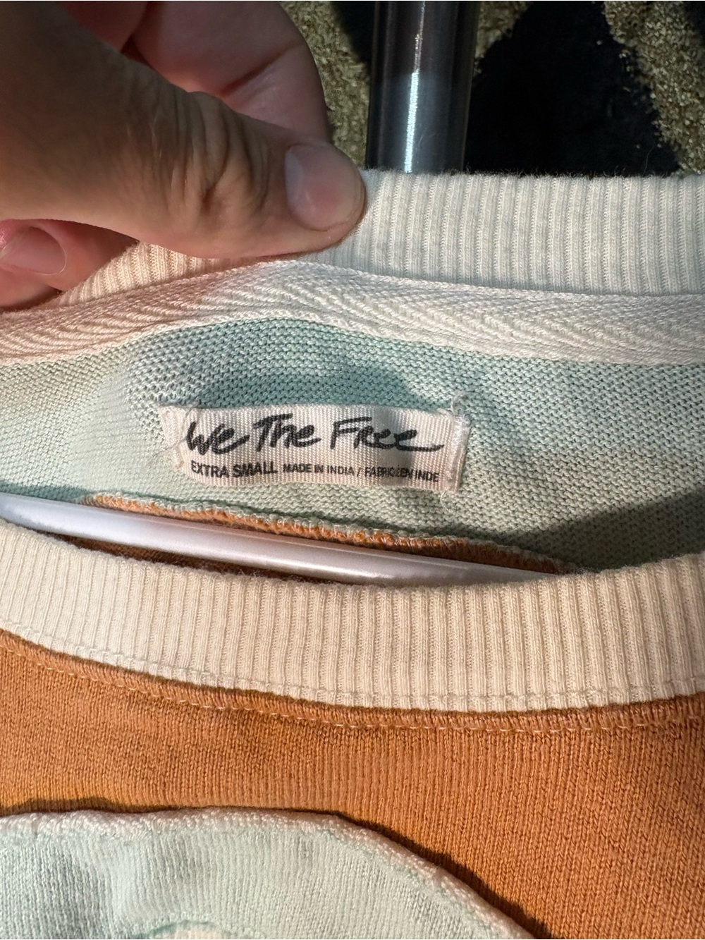 We The Free Two-Tone Crewneck Sweater in Cream & Brown